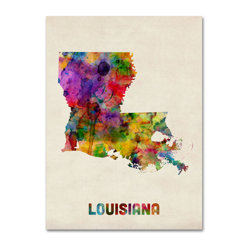 " Louisiana Map " by Michael Tompsett, 32" H x 24" W x 2" D