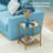 Modern 2-Tier Glass Side Table With Metal Frame - Space-Saving End Table With Storage Shelf For Bedroom And Living Room