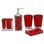 Ensemble d'accessoires de salle de bain en résine 5 pièces avec porte-savon, distributeur, porte-brosse à dents et verre, rouge