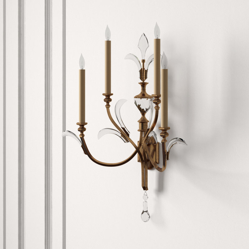 Beveled Arcs 4 - Light Candle Wall Light, Muted Gold Leaf