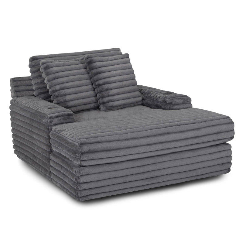 Chaise longue Alhertine avec porte-gobelets, Gris foncé