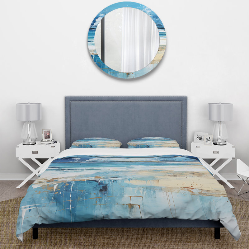 Ensemble de housse de couette Blue and Beige Tranquility Beach II - Coastal Minimalisme