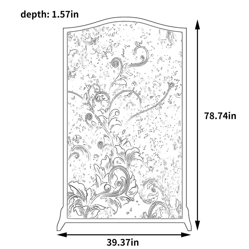 Cloison chaude et florale, H 78,74 po x l 39,37 po x P 1,57 po
