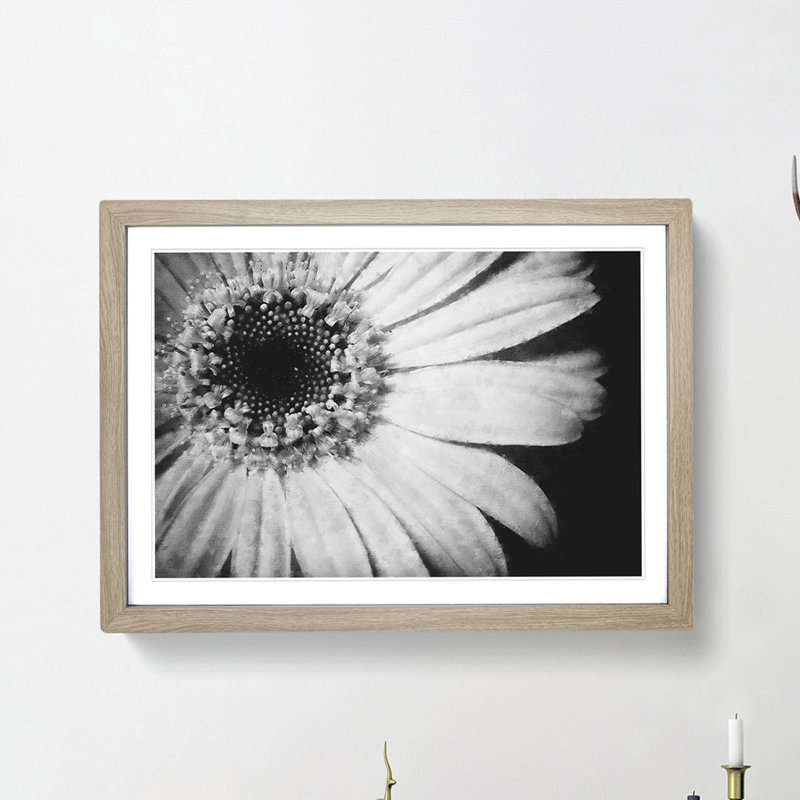 Pretty Flower - Picture Frame Painting Print, 45cm H x 63cm W x 2cm D, Oak Framed