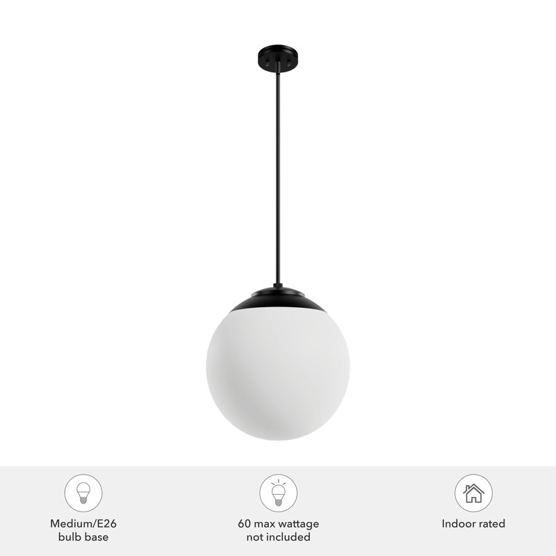 Luminaire suspendu sphère 1 lumière Hepburn, Noir mat, Grand