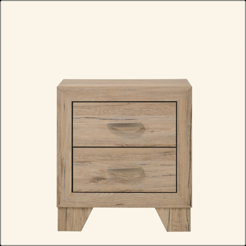 Table de chevet contemporaine à 2 tiroirs en bois naturel