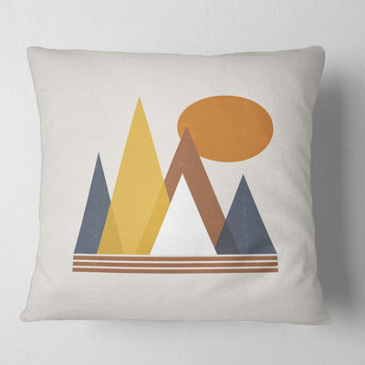 Mountain Abstract and Sun - Modern Printed Throw Pillow