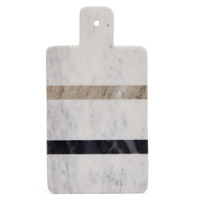 Lexi Home Timeless Kitchen Collection 15 X 8 White Striped Marble Cutting Board
