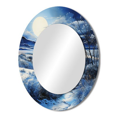 Desert Whispering Sands Pointillism - Landscapes Oval Decorative Mirror On Metal