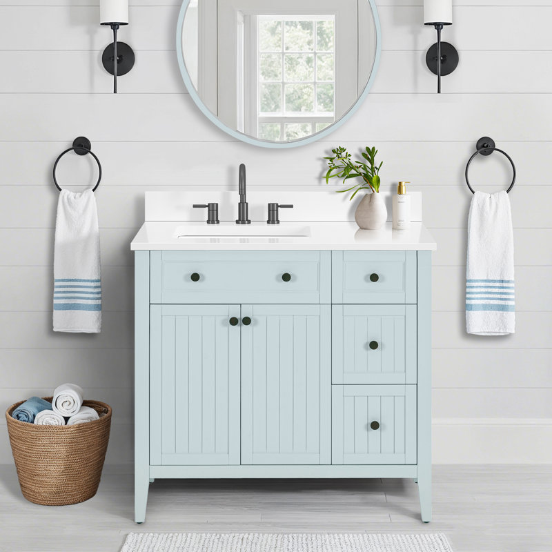 Meuble-lavabo simple 36 po Layla, Quartz blanc, 37"