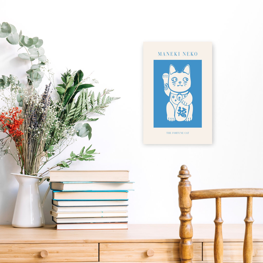 Maneki Neko Fortune Cat Traditional Contemporary Cat Wall Art Print