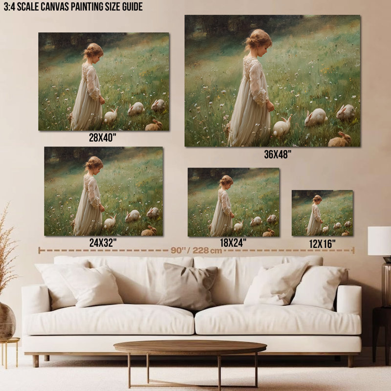 Décoration murale sur toile de grand lapin de printemps Timuba - photos sur le thème de Pâques pour la décoration intérieure, œuvre d'art d'enfant et de lapin mignon, reproduction d'art sur toile encadrée et 36 x 48 pouces