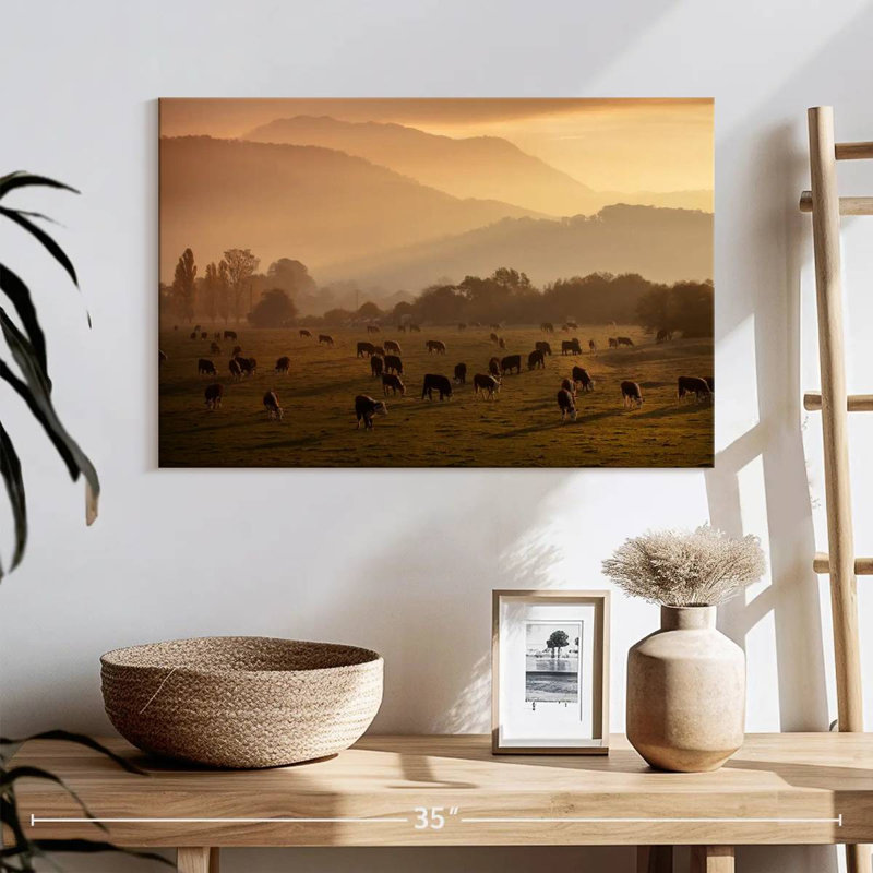 Vaches qui paissent, H 16 po x l 24 po