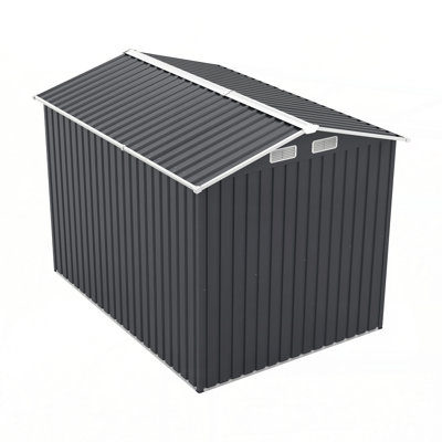 JBRHTWP8MQAPNM4E 6x8FT Outdoor Steel Storage Shed, Lockable Doors, Compact Metal Tool Shed for Garden, Backyard, Patio, Utility, and Bike Storage,dark gray