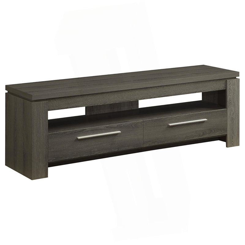 Console de télévision à 2 tiroirs gris vieilli 59 pouces
