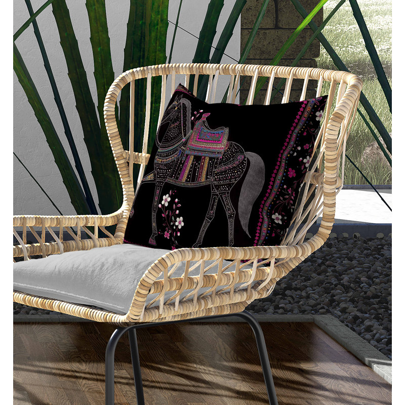 Coussin intérieur / extérieur Painted Pony, Carré 18 po, Black