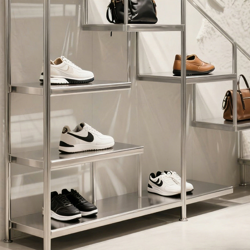 Tablette de présentation à plusieurs niveaux de style escalier, (5 tablettes) H 64,96 po x l 94,49 po x P 11,81 po