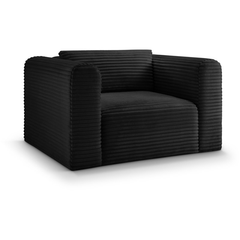 Fauteuil Carmean, Tissu velours côtelé noir
