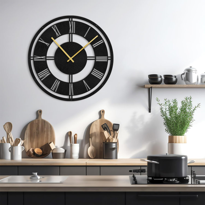 Grande horloge murale en métal, L 36 po x H 36 po