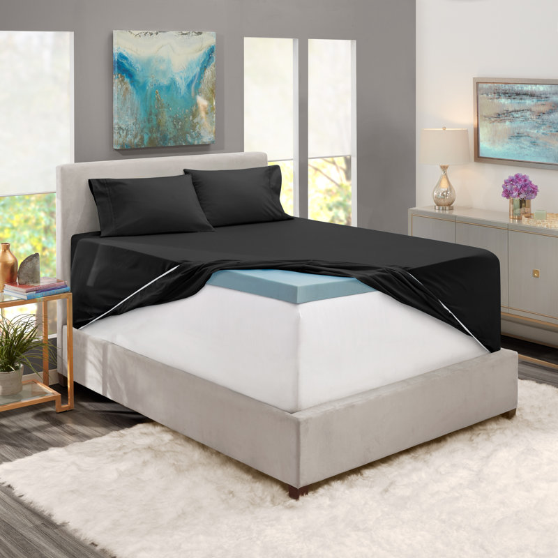 Microfiber Sheet Set, Black, California King Fitted Sheet