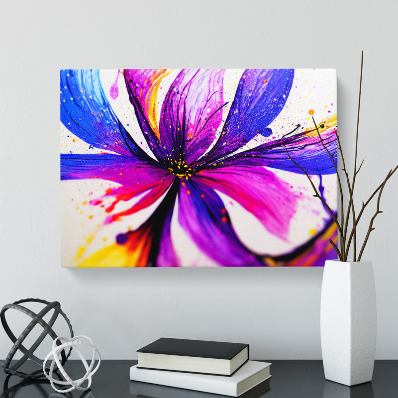 Iris Flower Splash Vol.3 Abstract - Wrapped Canvas, 50cm H x 76cm W x 3cm D