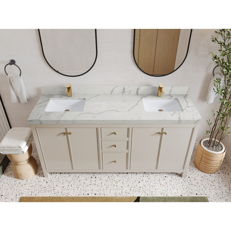 Meuble-lavabo double 72 po avec plateau Chicago, Venatino