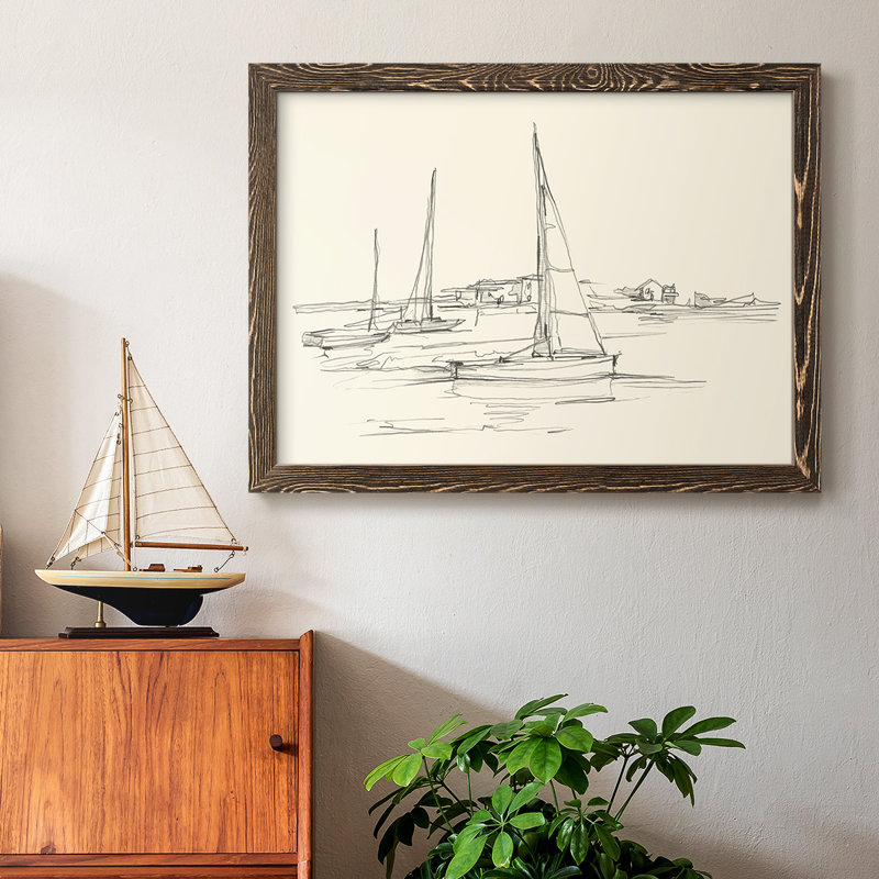 «Coastal Contour S croquis I», reproduction d'art sur toile, Cadre noyer, H 26 po x l 38 po x P 1,5 po