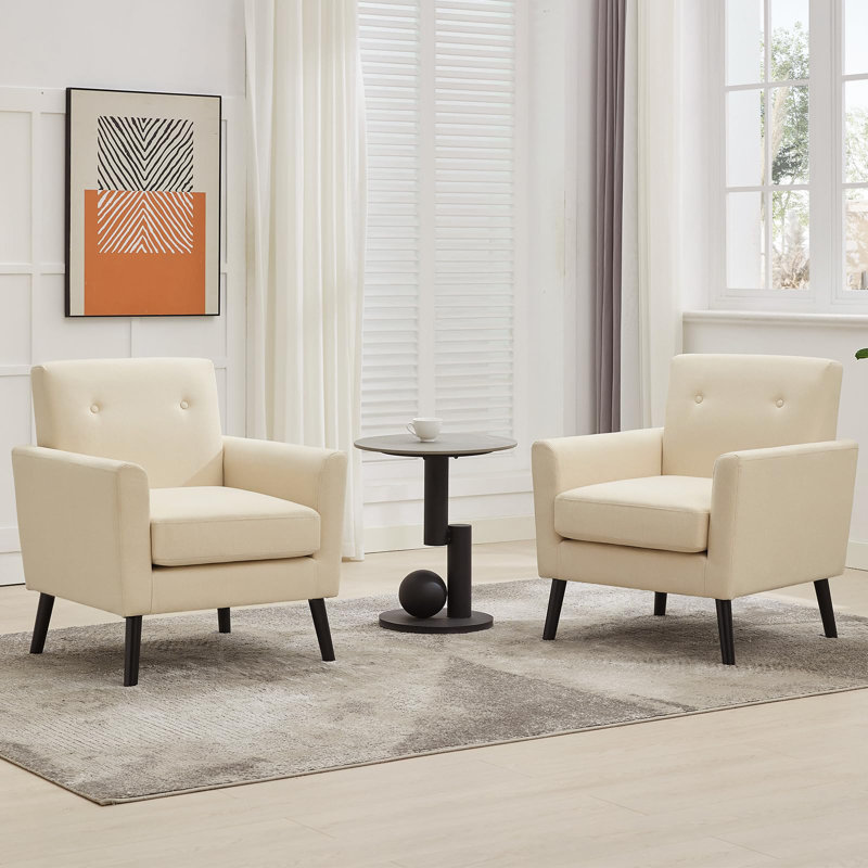 Upholstered Accent Chair, 46 cm H x 70 cm W x 74 cm D, White