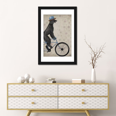 Impression sur toile tendue Fab Funky «Poodle on Bicycle»