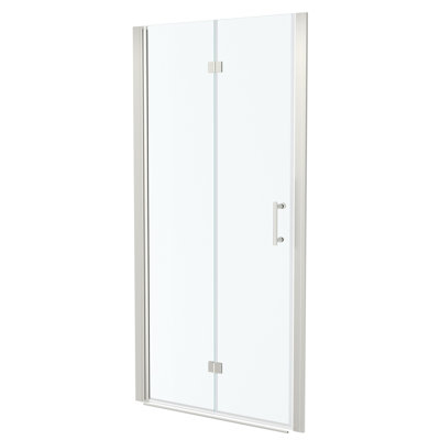 Porte de douche en verre trempé nickel brossé l 34 po x H 72 po - peu encombrante, réglable, exquise et attrayante
