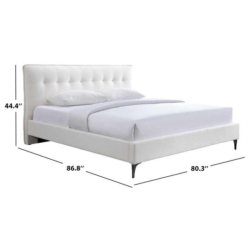 Rexsie Tufted Headboard Queen Bed, RV King, Ivory/Black