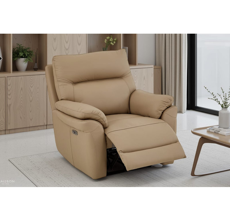 Tationa 99cm Wide Leather Match Standard Recliner, Leather Match - Beige