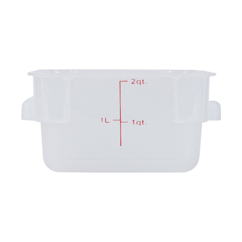  Food Storage Container 1 Pack of 2 qt Plastic Kitchen Storage Bin with Volume Markers Space-Efficient Design Dishwasher-Safe Polypropylene White