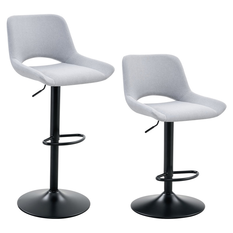 Ensemble de 2 tabourets de bar réglables Modern Modern, tissu en lin gris clair, peut supporter jusqu'à 250 lb, convient aux bars à la maison et aux îlots de cuisine.