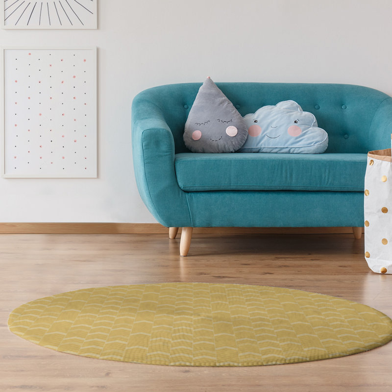 Chenille Chevron Indoor Rug, Round 5'