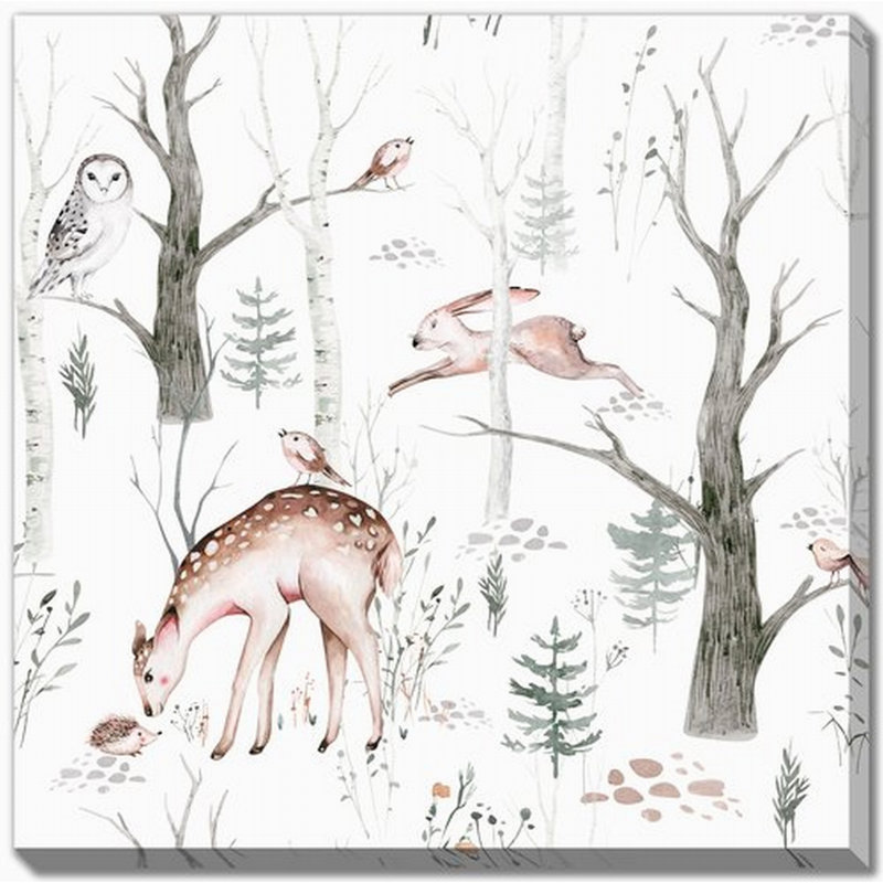 Art mural sur toile Deer Woods, 38" H x 38" W