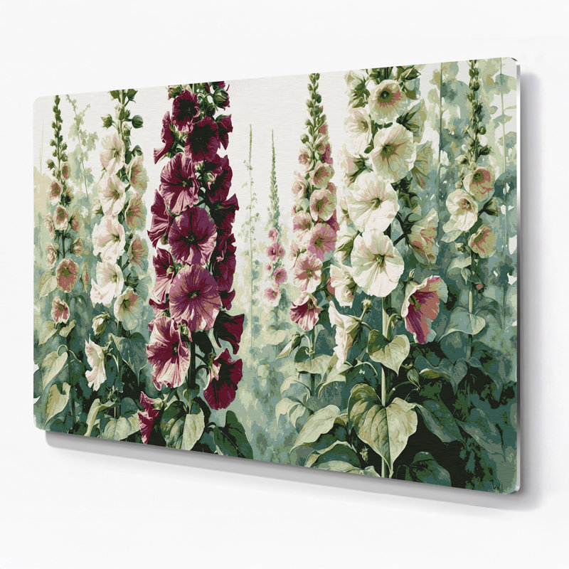 Art mural en métal Botanical Hollyhock, H 11 po x l 14 po