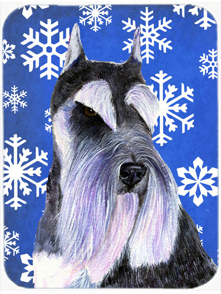 Planche à découper en verre schnauzere allée de vacances Ashlynn, Bleu / Blanc