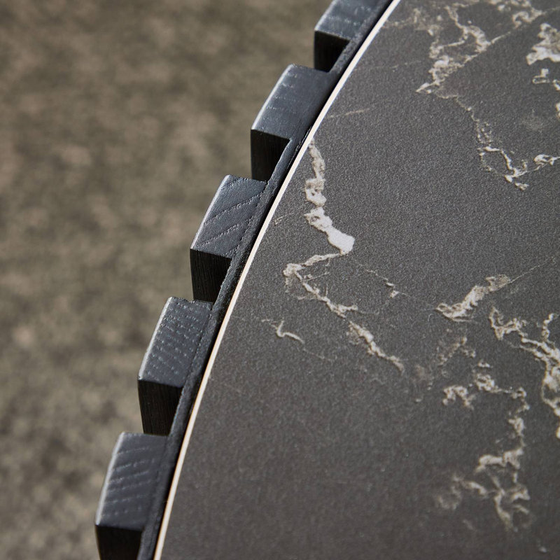 Table basse ronde en fritté et en bois manufacturé 35,43 po, Noir, noir, noir, noir, Noir, noir, noir, noir
