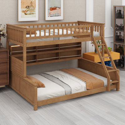 Contemporary Stacked Bed with Seamless Shelf Integration, Interactive Light Display and Modular Pegboard Surface