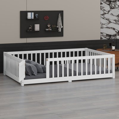 Floor Bed With Safety Guardrails And Door