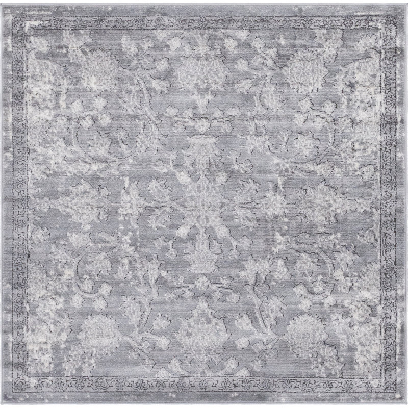 Hidekazu Floral Indoor Rug, Square 6'1"