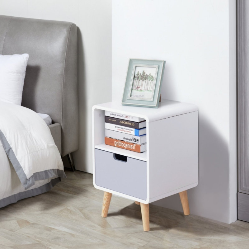 40cm W Engineered Wood Bedside Table
