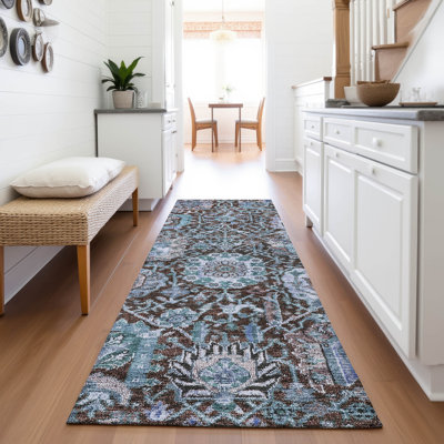 Premium Machine Washable Wayne AMF1101 Damask Rug