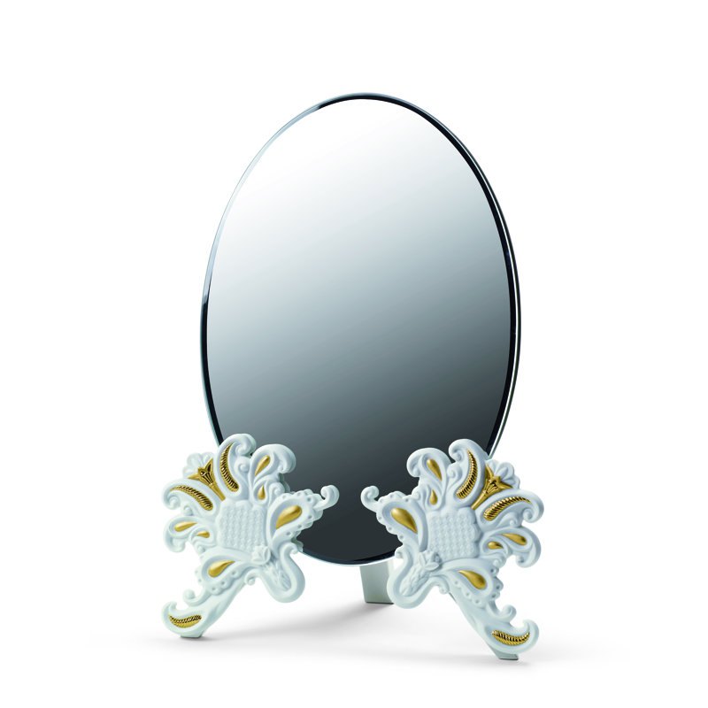 Vanity Mirror, White/Gold