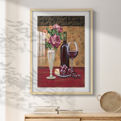Vintage Flowers & Wine I -Framed Print