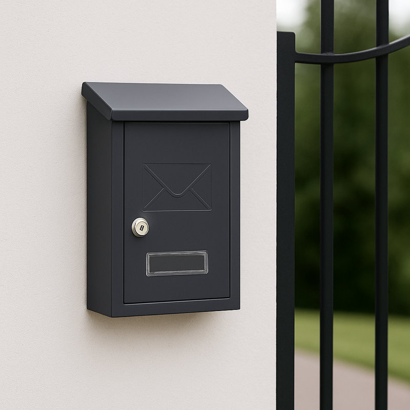Celes Steel Wall Mounted Post Box, Black