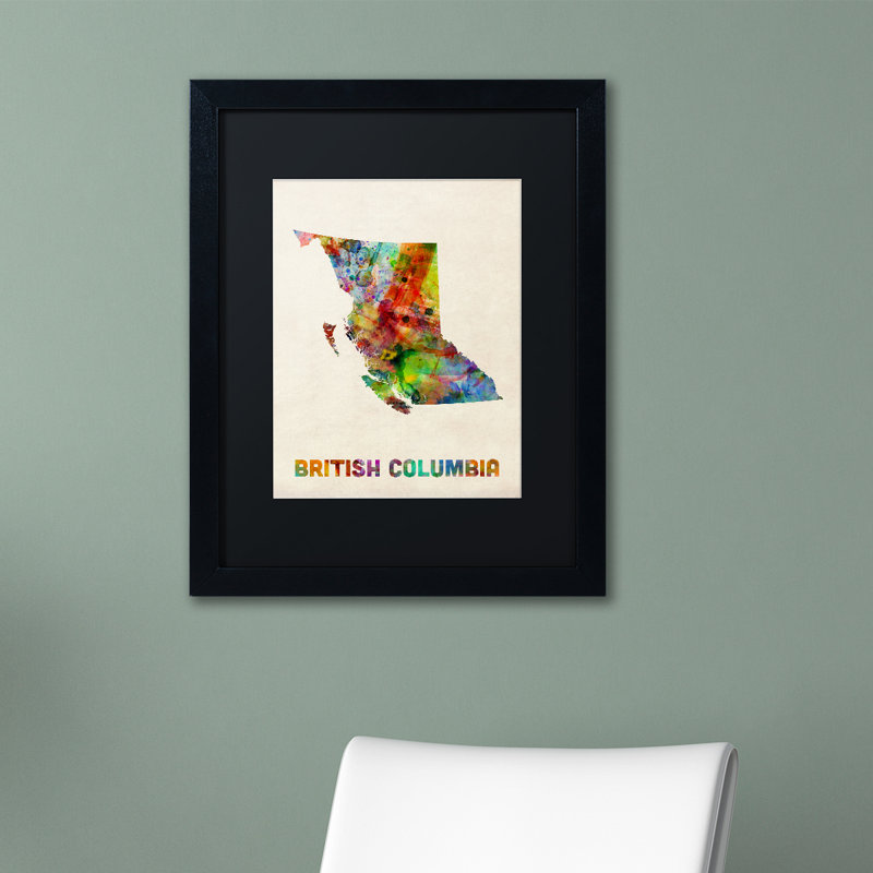 « british columbia map », impression encadrée, H 14 po x l 11 po x P 0,5 po, Noir
