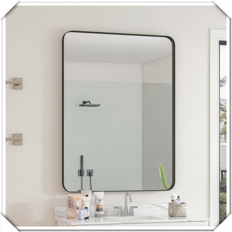 Metal Framed Rectangular Vanity Dressing Wall Decor Mirror, 40" H x 30" W
