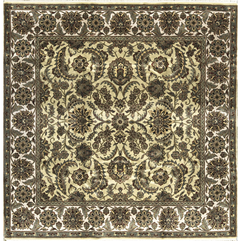Tapis doré et ivoire de haute qualité noué à la main